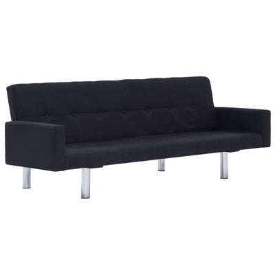 Dealsmate  Sofa Bed with Armrest Black Polyester