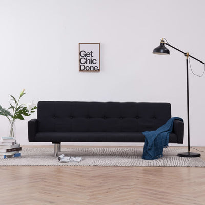 Dealsmate  Sofa Bed with Armrest Black Polyester