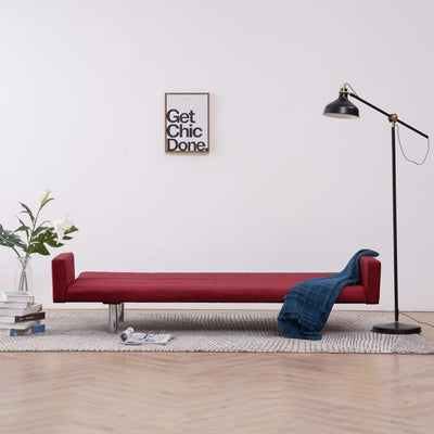 Dealsmate  Sofa Bed with Armrest Wine Red Polyester