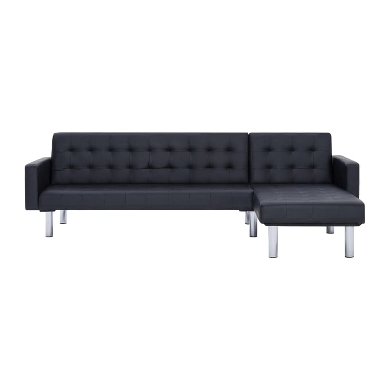 Dealsmate  L-shaped Sofa Bed Black Faux Leather
