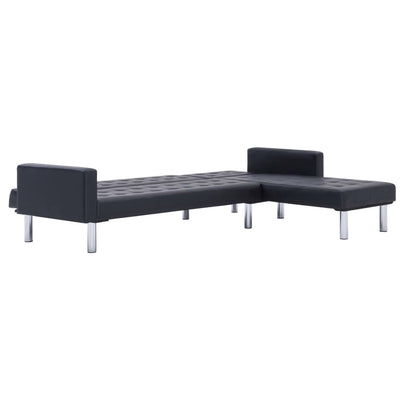 Dealsmate  L-shaped Sofa Bed Black Faux Leather