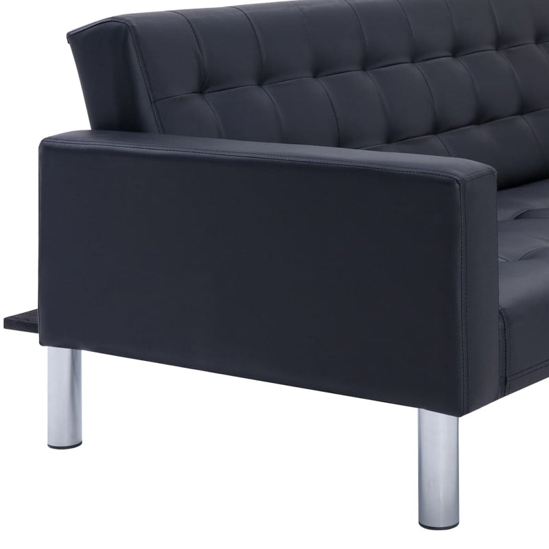 Dealsmate  L-shaped Sofa Bed Black Faux Leather