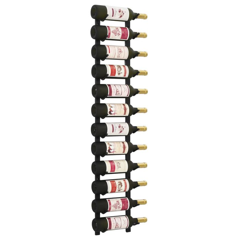 Dealsmate  Wall Mounted Wine Rack for 12 Bottles Black Iron