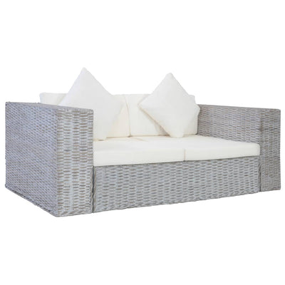 Dealsmate  2-Seater Sofa with Cushions Grey Natural Rattan