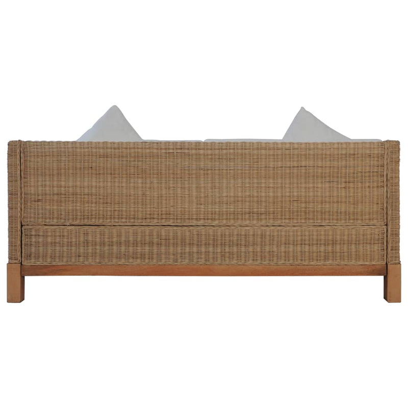 Dealsmate  3-Seater Sofa with Cushions Natural Rattan