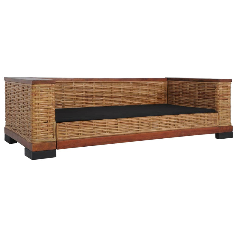 Dealsmate  3-Seater Sofa with Cushions Brown Natural Rattan
