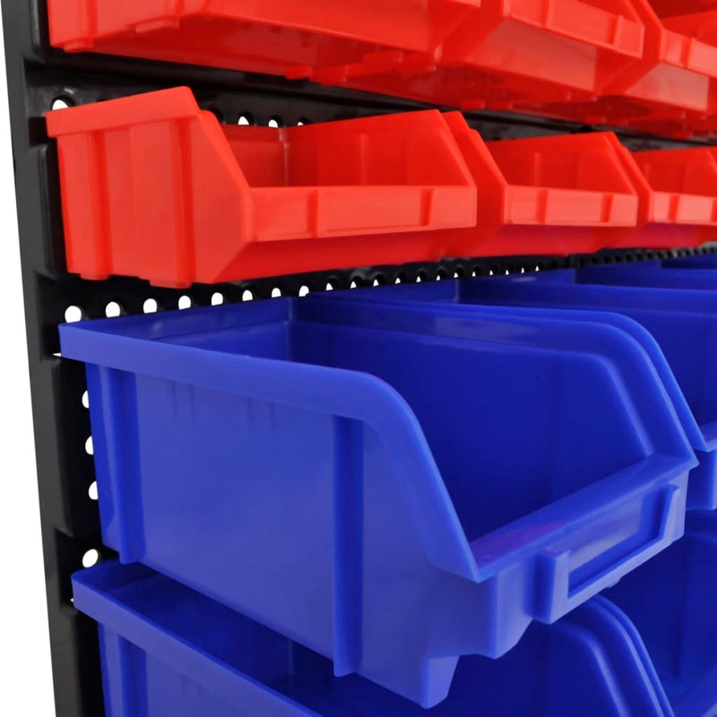 Dealsmate  Wall Mounted Garage Plastic Storage Bin Set 30 pcs Blue & Red