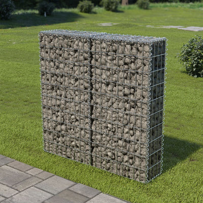 Dealsmate  Gabion Wall with Covers Galvanised Steel 100x20x100 cm