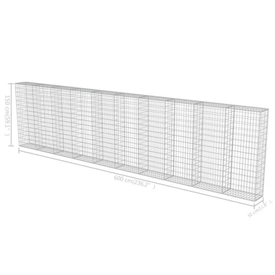 Dealsmate  Gabion Wall with Covers Galvanised Steel 600x30x150 cm
