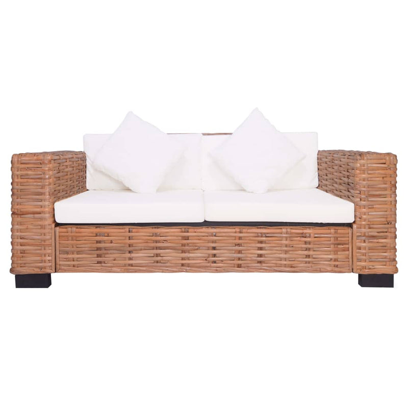 Dealsmate  2 Piece Garden Sofa Set with Cushions Natural Rattan