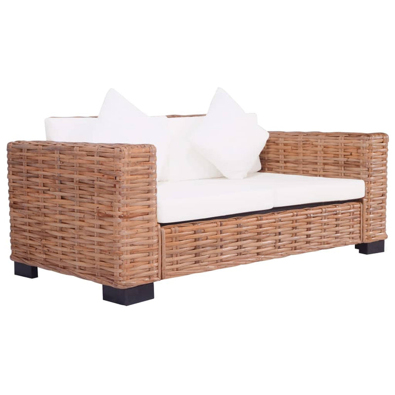 Dealsmate  2 Piece Garden Sofa Set with Cushions Natural Rattan
