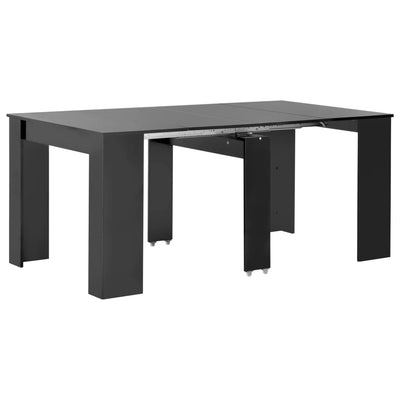 Dealsmate  Extendable Dining Table High Gloss Black 175x90x75 cm