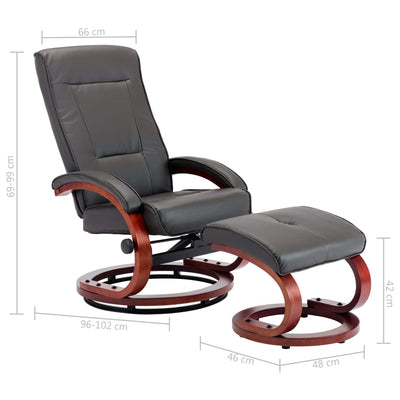 Dealsmate  Reclining Chair with Footstool Grey Faux Leather