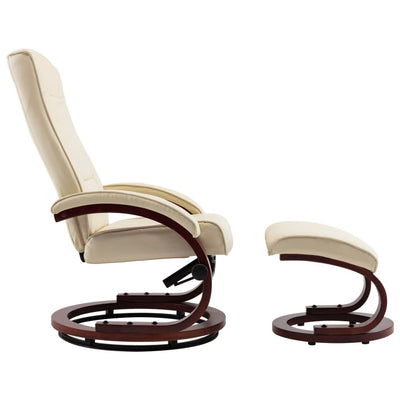 Dealsmate  Reclining Chair with Footstool Cream Faux Leather