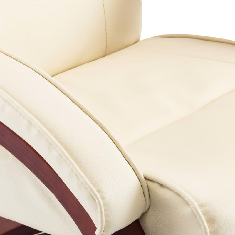 Dealsmate  Reclining Chair with Footstool Cream Faux Leather