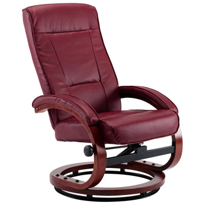 Dealsmate  Reclining Chair with Footstool Wine Red Faux Leather