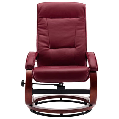 Dealsmate  Reclining Chair with Footstool Wine Red Faux Leather