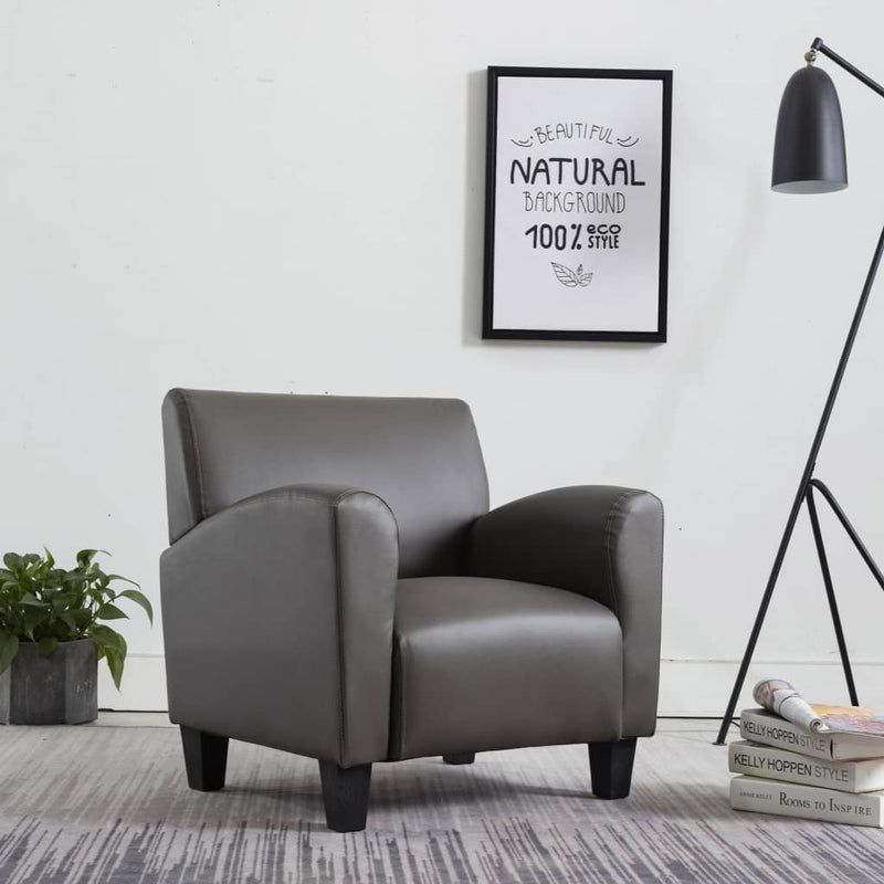 Dealsmate  Sofa Chair Grey Faux Leather