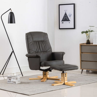 Dealsmate  Armchair with Footrest Grey Faux Leather