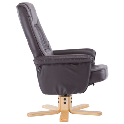 Dealsmate  Armchair with Footrest Brown Faux Leather