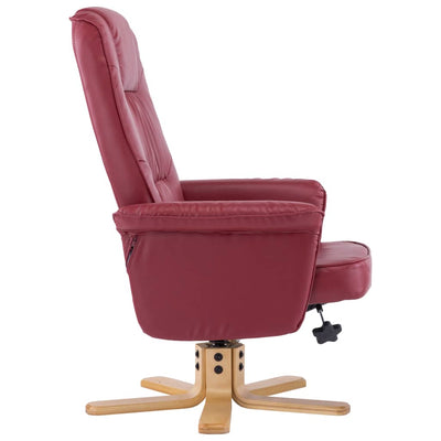Dealsmate  Armchair with Footrest Wine Red Faux Leather