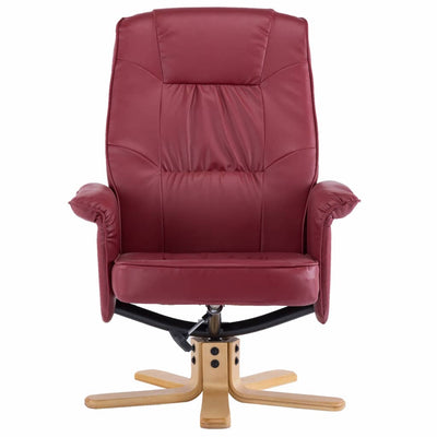 Dealsmate  Armchair with Footrest Wine Red Faux Leather