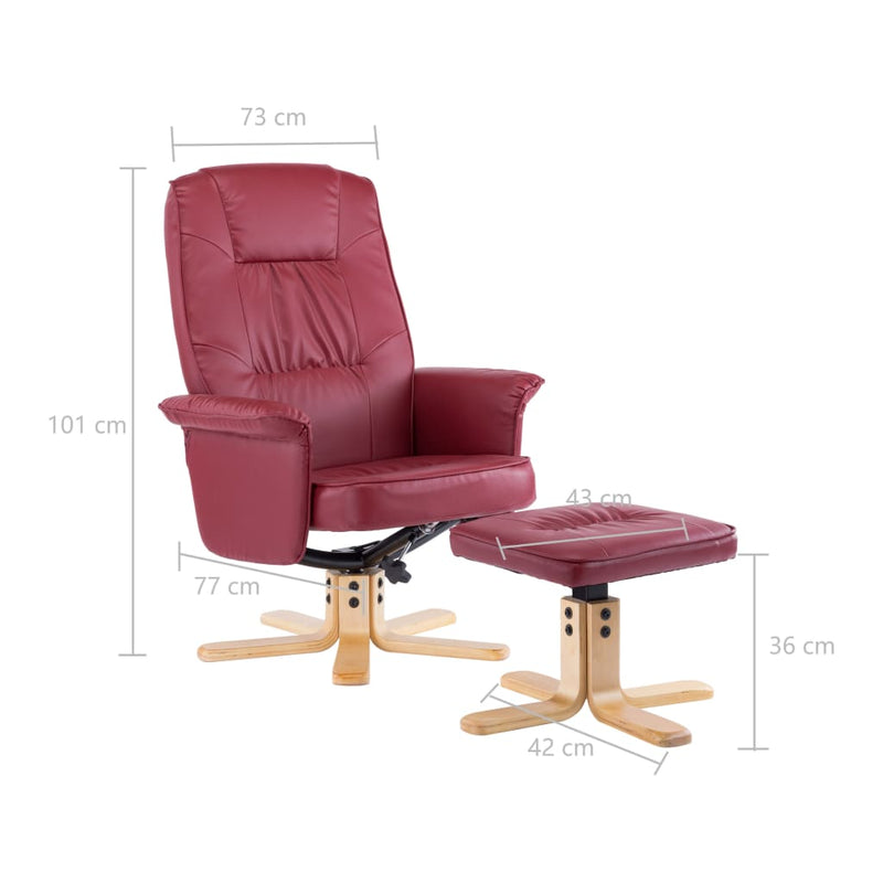 Dealsmate  Armchair with Footrest Wine Red Faux Leather