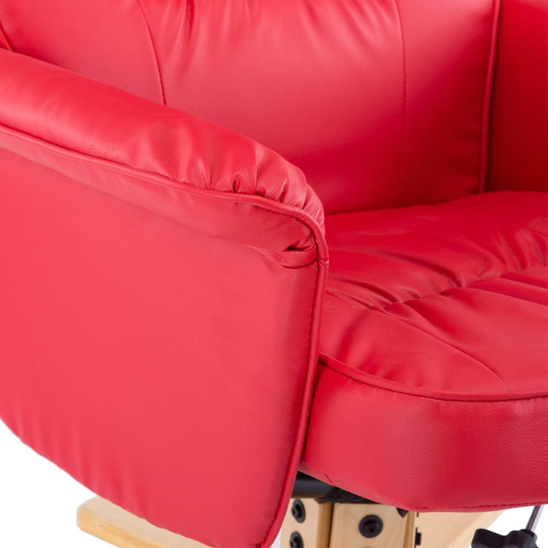 Dealsmate  Armchair with Footrest Red Faux Leather