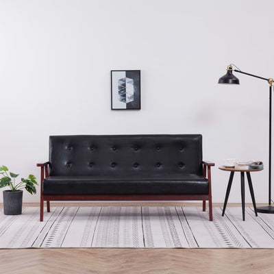 Dealsmate  3-Seater Sofa Black Faux Leather