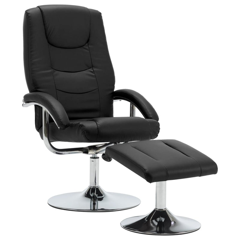 Dealsmate  Reclining Chair with Footstool Black Faux Leather