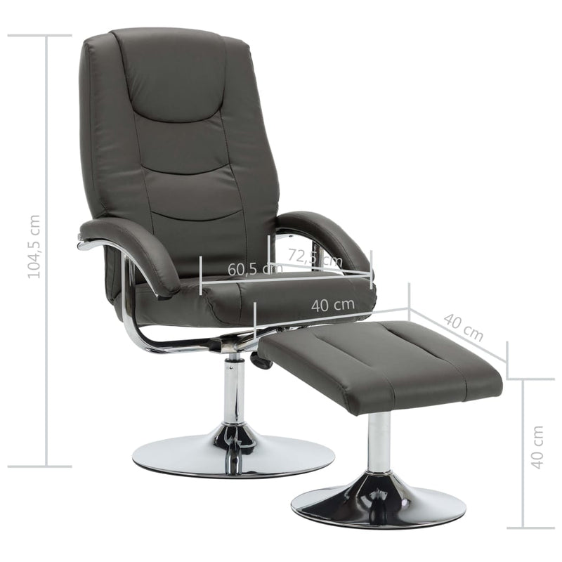 Dealsmate  Reclining Chair with Footstool Grey Faux Leather