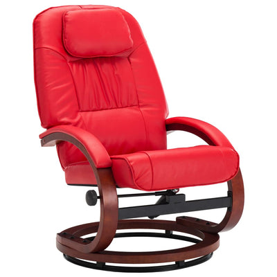 Dealsmate  Reclining Chair with Footstool Red Faux Leather