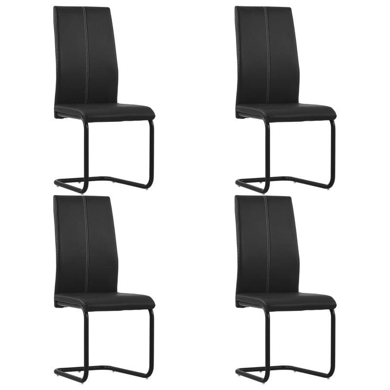 Dealsmate  Cantilever Dining Chairs 4 pcs Black Faux Leather