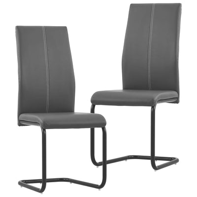 Dealsmate  Cantilever Dining Chairs 2 pcs Grey Faux Leather