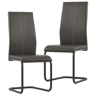 Dealsmate  Cantilever Dining Chairs 2 pcs Brown Faux Leather