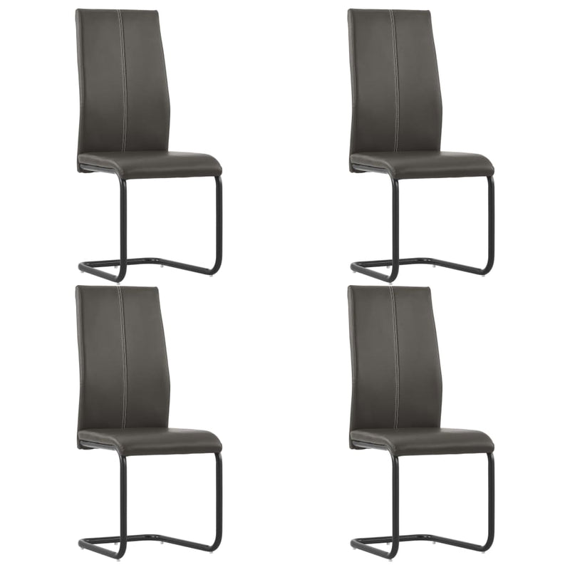 Dealsmate  Cantilever Dining Chairs 4 pcs Brown Faux Leather