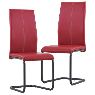 Dealsmate  Cantilever Dining Chairs 2 pcs Red Faux Leather