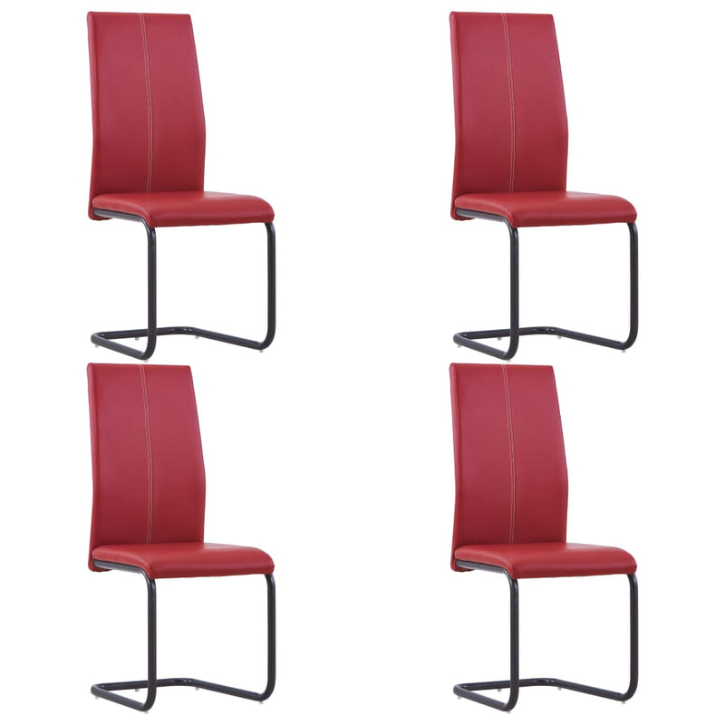 Dealsmate  Cantilever Dining Chairs 4 pcs Red Faux Leather
