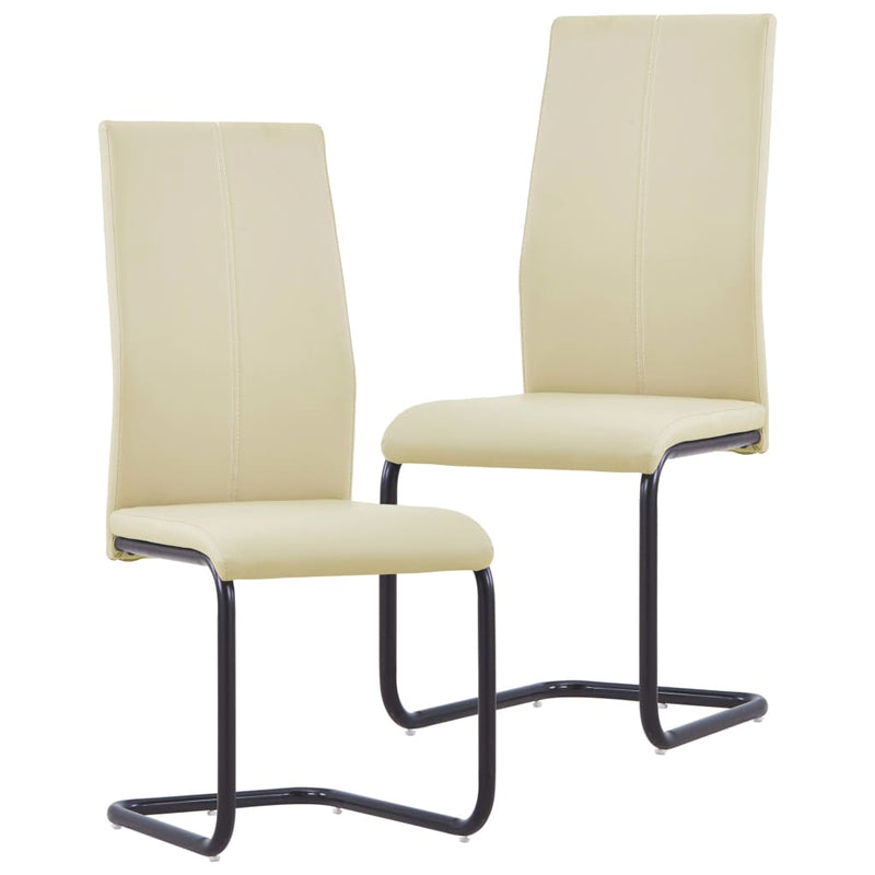 Dealsmate  Cantilever Dining Chairs 2 pcs Cappuccino Faux Leather