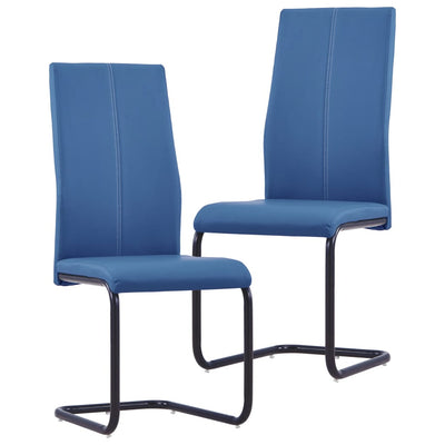 Dealsmate  Cantilever Dining Chairs 2 pcs Blue Faux Leather