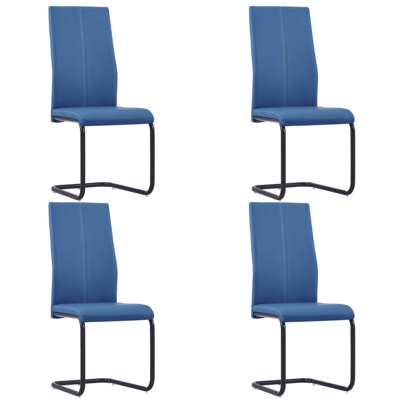 Dealsmate  Cantilever Dining Chairs 4 pcs Blue Faux Leather