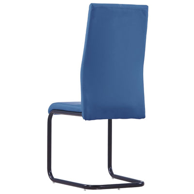 Dealsmate  Cantilever Dining Chairs 4 pcs Blue Faux Leather