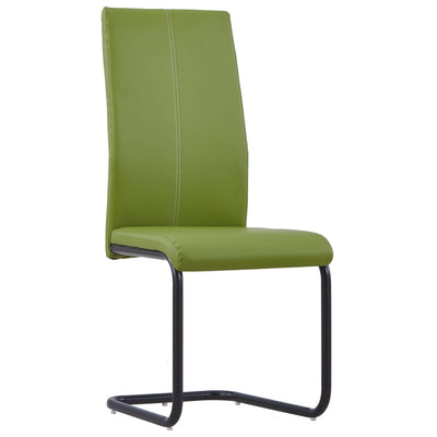 Dealsmate  Cantilever Dining Chairs 2 pcs Green Faux Leather