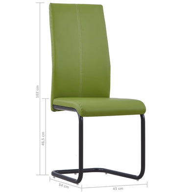 Dealsmate  Cantilever Dining Chairs 2 pcs Green Faux Leather
