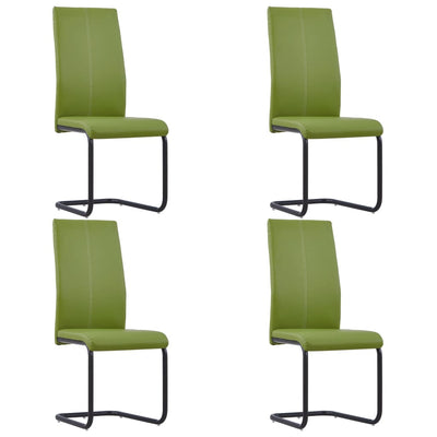 Dealsmate  Cantilever Dining Chairs 4 pcs Green Faux Leather