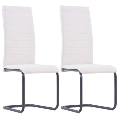 Dealsmate  Cantilever Dining Chairs 2 pcs Cream Fabric