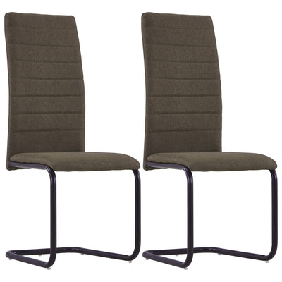 Dealsmate  Cantilever Dining Chairs 2 pcs Brown Fabric
