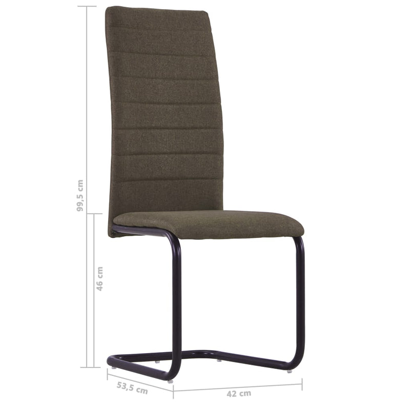 Dealsmate  Cantilever Dining Chairs 4 pcs Brown Fabric