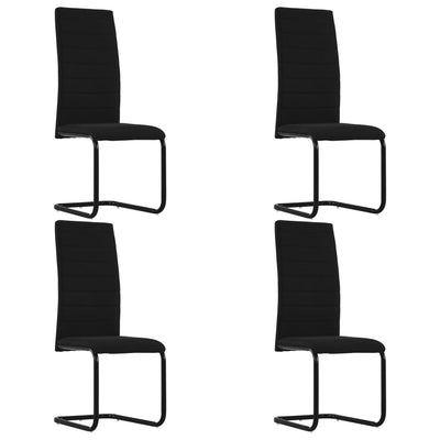 Dealsmate  Cantilever Dining Chairs 4 pcs Black Fabric