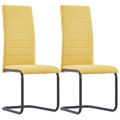 Dealsmate  Cantilever Dining Chairs 2 pcs Yellow Fabric